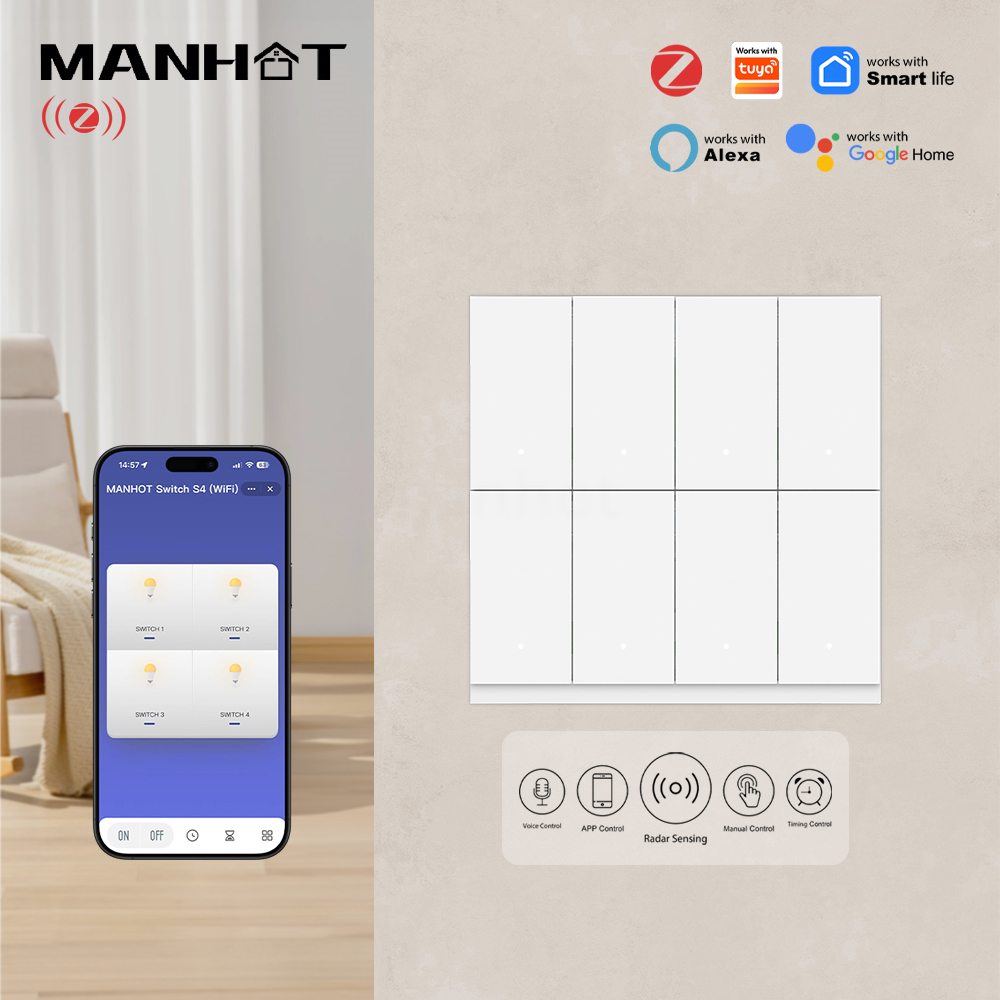 MANHOT 6/8 채널 Wi-Fi Zigbee 스마트 - Smart Light Switch Wifi 리뷰 및 가격