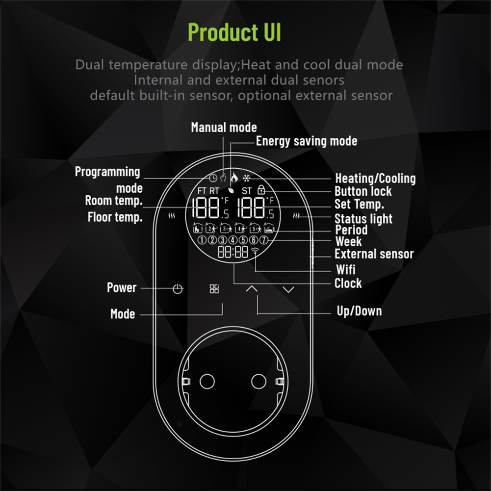 새로운 듀얼 센서 온도 조절기 WIFI 스마트 APP  - Wifi Thermostat 리뷰 및 가격